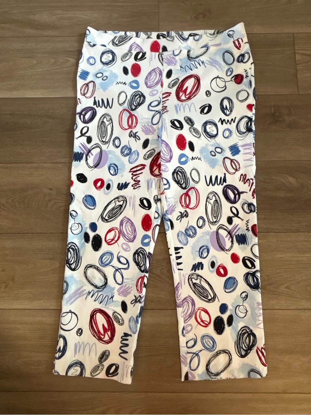 Joseph Ribkoff Abstract Scribble Print Cropped Pants Women’s 14 Made in Canada